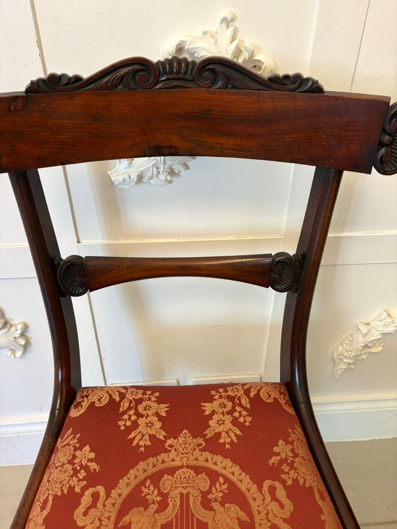 Antique Set of Six Quality Regency Carved Rosewood Dining Chairs